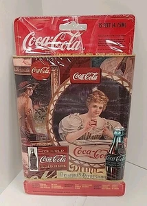 Genuine Coca Cola Wallpaper Border ~ Self Adhesive w/Gold Trim ~ 15 Feet ~ NOS - Picture 1 of 2
