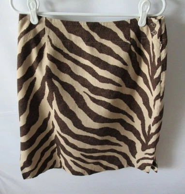 Falda hasta la rodilla Liz Claiborne marrón cebra 100 % algodón *Talla 12* Foto 1 de 4