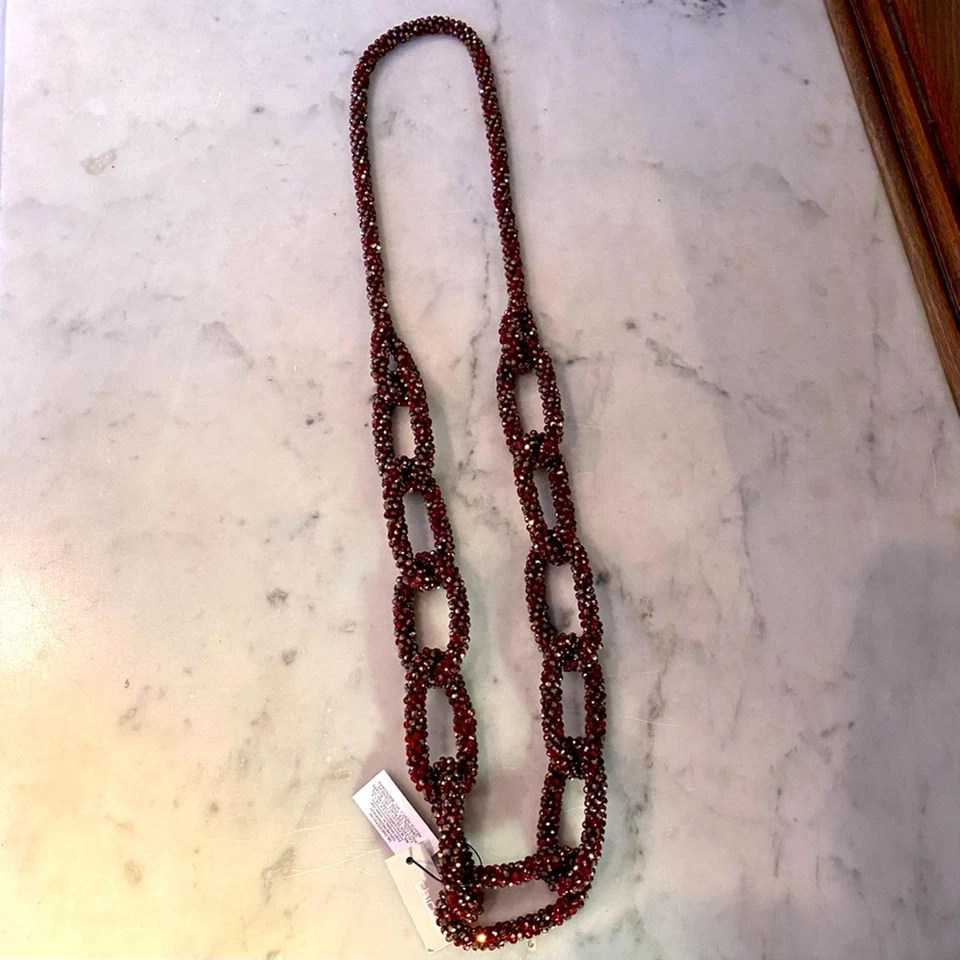 Chico’s 16” Burgundy Beaded Chain necklace - Image 1 of 1