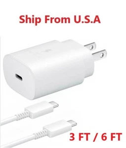 25w PD Fast Charger +3 or 6Ft Type C Cable for iPad 10th Gen 10.9 inch 2022 - Picture 1 of 5