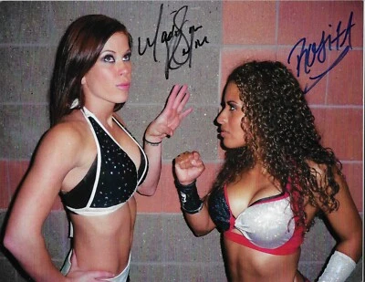 ФОТОГРАФИЯ MADISON RAYNE & ROSITA TNA IMPACT С АВТОГРАФОМ 8,5x11 с ДОКАЗАТЕЛЬСТВОМ - Изображение 1 из 4