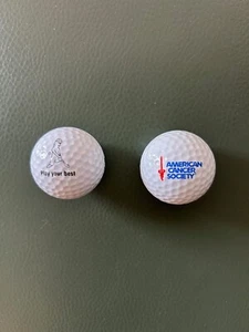 (2) PING KARSTEN LOGO GOLF BALLS "PLAY YOUR BEST and "AMERICAN CANCER SOCIETY" - Picture 1 of 3