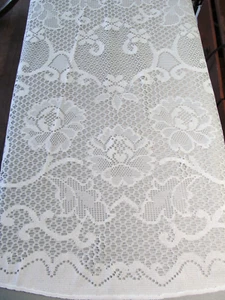 Tovaglia vintage pizzo bianco fiori foglie design med. 73" rotondo grazioso M - Foto 1 di 8