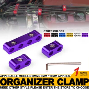 3x Purple Aluminum Engine Spark Plug Wire Separator Divider Organizer Clamp Kit - Picture 1 of 12