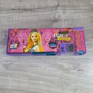 Vintage süße rosa Barbie doppelseitige magnetische Bleistiftbox mit Anspitzer - Bild 1 von 12