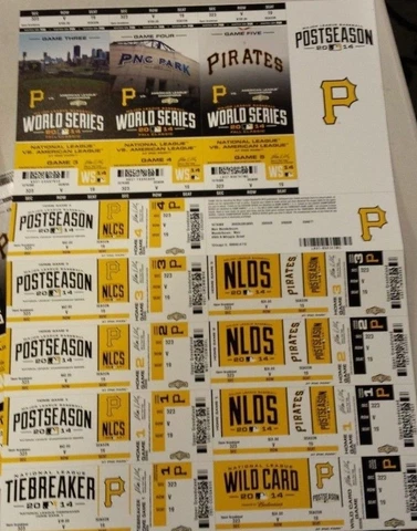 2014 PITTSBURGH PIRATES WORLD SERIES PLAYOFFS TICKET STRIP SF Giants Wild Card Cover