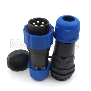 5 Pin SD20 IP68 Waterproof Connector Cable, Plug+Socket, Aviation Docking Plug - Picture 1 of 5