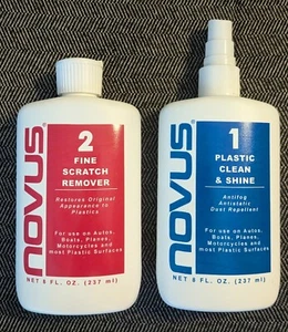 Novus Plastic Polish Kit #1 and #2 * 8 oz. & 8 oz. Clean Shine & Scratch Remover - Picture 1 of 3