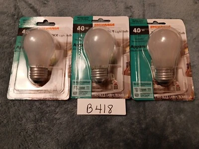 3 40W Sylvania Appliance/Fan Light bulbs Frosted A15 Anti-Vibration  - Image 1 of 2