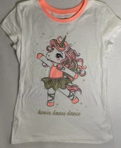 The Children’s Place GRAPHIC GLITTER DANCE UNICORN girls T Shirt Short Sleeve7/8 - Picture 1 of 6