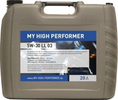 Aceite de motor 5W-30 Longlife 3 5w30 BMW LL 04 MB 229.51 VW 504.00 507.00 MHP 20 litros