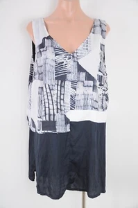 Gordon Smith Top Blouse Womens Size 16 Blue White Navy Sleeveless Layered New - Picture 1 of 13