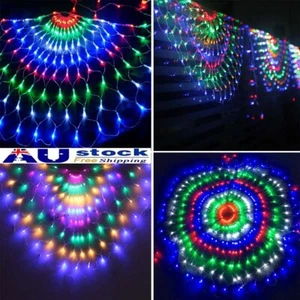 444 LED Peacock Curtain String Lights Party 3M Net Mesh Fairy Window Show Lights - Picture 1 of 11
