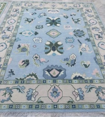 Oushak  Blue /Grey Cotemporary Hand-knotted Carpets & Rugs for living area. - Image 1 of 4