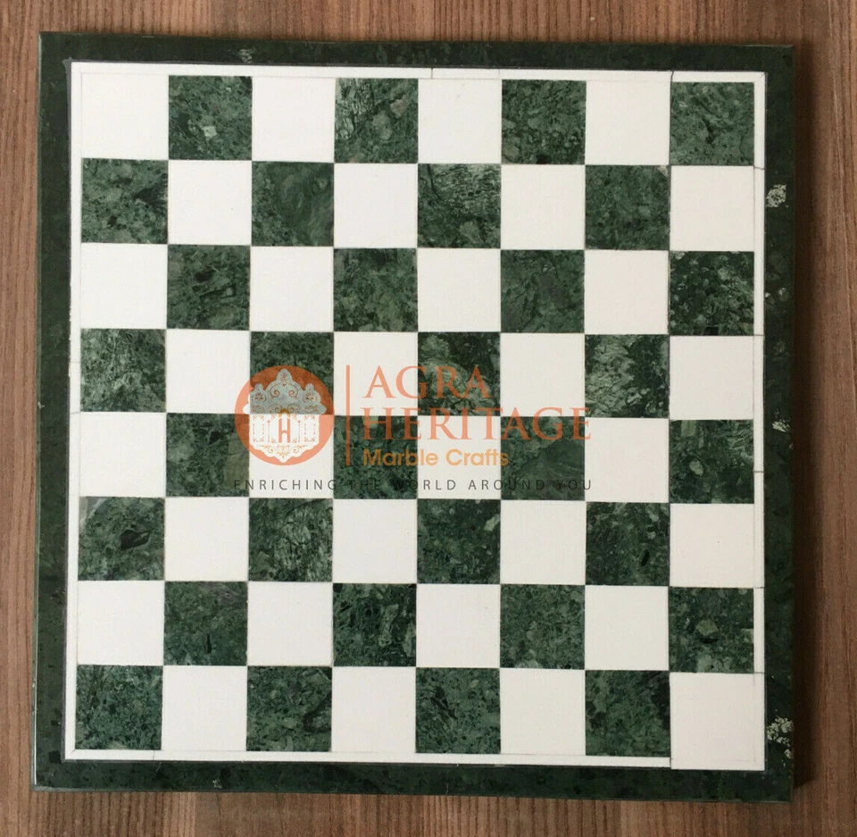 12" Marble Green Handmade Top Chess Set Table Mosaic Handmade Collectible Gift - Image 1 of 4