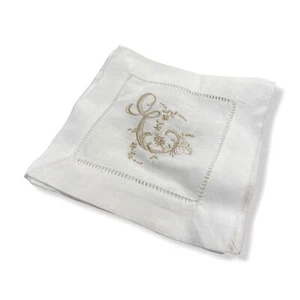 $26 Boutross Imports White "E" Initialed Monogrammed Cocktail Napkins Set of 6 - Picture 1 of 2