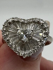 Herzring 1 kt Diamant 18 kt Weißgold  - Bild 1 von 11