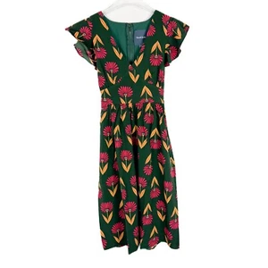 NWT ModCloth Truly You Floral Fit And Flare Dress Forest Green Size XXS NEW - Picture 1 of 13