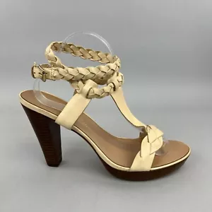 Juicy Couture Braided Leather Double Ankle Strap High Sandals Shoes US11 W UK9 - Picture 1 of 18