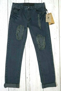 One Teaspoon JD's Jeans Womens Sz 8 (31x33) Slim Destroyed Rolled Dark Wash $160 - Picture 1 of 12