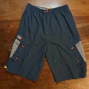 OTB Cargo Shorts Boys Sz 18 XL Blue Orange Drawstring Elastic Beach Surf Casual - Picture 1 of 16