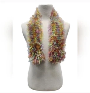 Pink Yellow Blue Shaggy Scarf - Picture 1 of 2