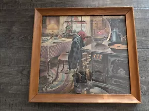 Vintage Robert Addison Framed Print "Farmhouse Interior" 14" x 13" - Picture 1 of 9