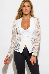 Two-button double-breasted lace back blazer by San Julian, Made in the USA - Picture 1 of 13