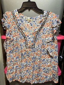 Democracy Womens Floral Print Blouse Size Large - Picture 1 of 4