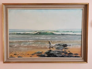 Large Oil Painting On Canvas "Seascape" - Picture 1 of 10
