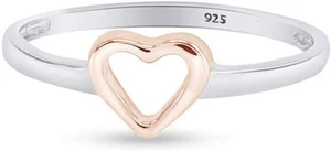 Open Heart Promise Ring For Women's 14K Gold Plated 925 Sterling Silver - Picture 1 of 22