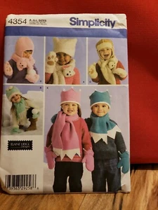 Simplicity hat, scarf, mittens pattern 4354. Child. Uncut. - Bild 1 von 2