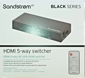Sandstrom HDMI Black Series 5 Way Switch 4K UHD HDMI - Picture 1 of 3
