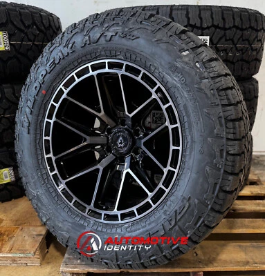 20x10 Arena Battle Black Wheels 35" Falken AT4 Tires 8x6.5 GMC Sierra 2500 3500 - Image 1 of 4