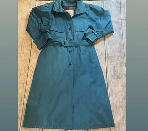 Vintage 70er London Fog Damen 6P blau Trenchcoat USA herausnehmbares Futter zierlicher Gürtel - Bild 1 von 13