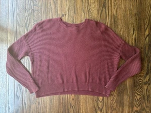 Hollister Sweater Women’s Small Wine Purple Cropped Oversized Drop Shoulder - Picture 1 of 8