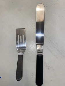 Lote de 2 Mini Espátulas Giratorias Chef Mimadas y Esparcidor Grande, Negro Inoxidable - Imagen 1 de 4