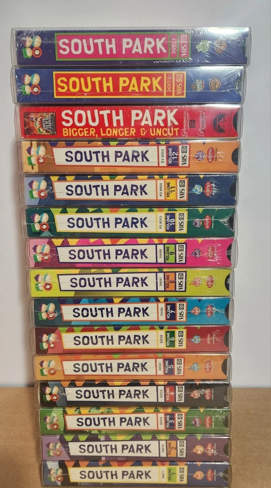 South Park VHS Selaed Collection Lot 1-12 Movie & 2 Special Extra W/ Protectors  - Image 1 of 4