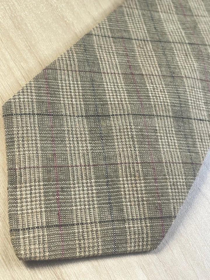 Corbata De Colección Tango Max Cuadros Lino Algodón Rojo Oliva Cuadros Hecha en EE. UU. Hiedra Preppy Verano Foto 1 de 4