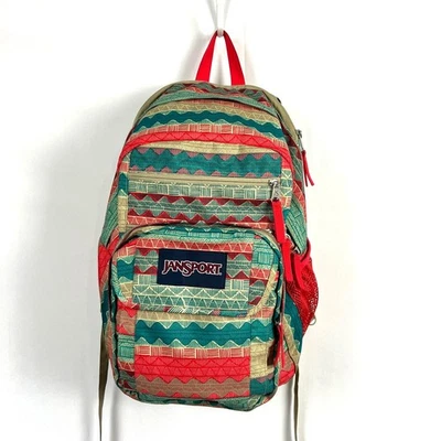 Mochila grande para estudiantes Jansport SuperBreak DigiBreak verde tostado rosa boho a rayas Foto 1 de 4
