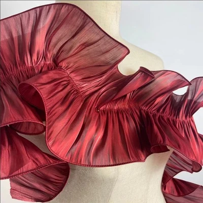 Ruffles Edging Wide Ribbon Tape Trimmings DIY Clothing Decor By 2 Yards Costume - Image 1 of 4