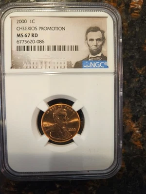 2000 LINCOLN CENT PENNY CHEERIOS PROMOTIONPCGS MS67 RD - Image 1 of 4