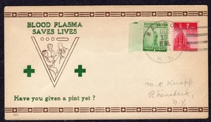 1944 "Blutplasma rettet Leben" Bangor NY unbekannter Hersteller WWII patriotisch TD20 - Bild 1 von 1