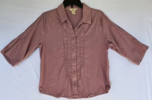 Woolrich camicia donna rosa medio polveroso bacca rosa manica 3/4 pintuck cotone - Foto 1 di 8