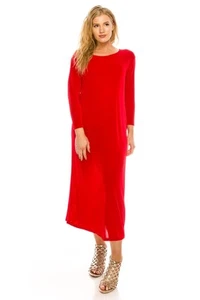Reise Strickkleid, lange A-Linie, 3/4 Arm, dehnbar BÜGELFREI Poly/Span. rot q - Bild 1 von 1