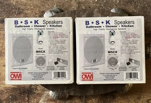 Two OWI Waterproof Speakers M5CX For Kitchen Bathroom Shower Weatherized - Picture 1 of 4