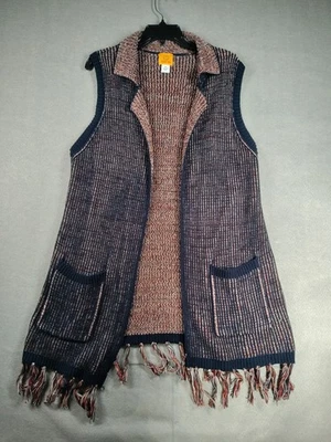 Ruby Rd Women’s Size M Sweater Vest with Side pockets Navy W/ White Red Thread - Image 1 of 4