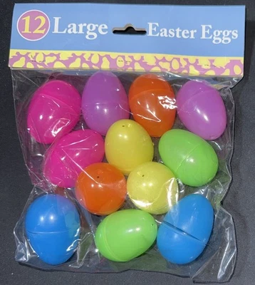 Paquete de 12 huevos “Pascua” de plástico rellenables colores brillantes NUEVO Foto 1 de 2