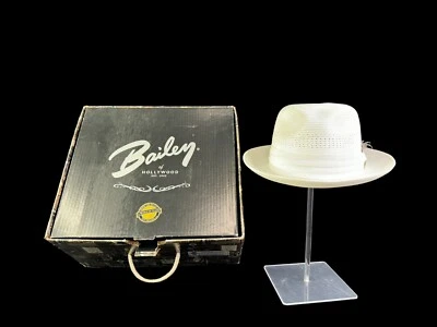 "Fedora de paja blanca Dobbs tamaño/ovalado 7 1/2, ala 2,3""" Foto 1 de 4