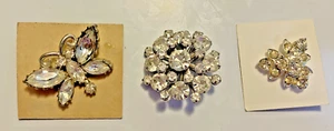 3 spille vintage impreziosite da cristalli trasparenti - Foto 1 di 2